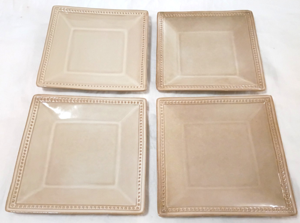 4 Pier 1 Spice Route Ginger Square Salad Dessert 8 1/2" Plates*Dyes Differ READ